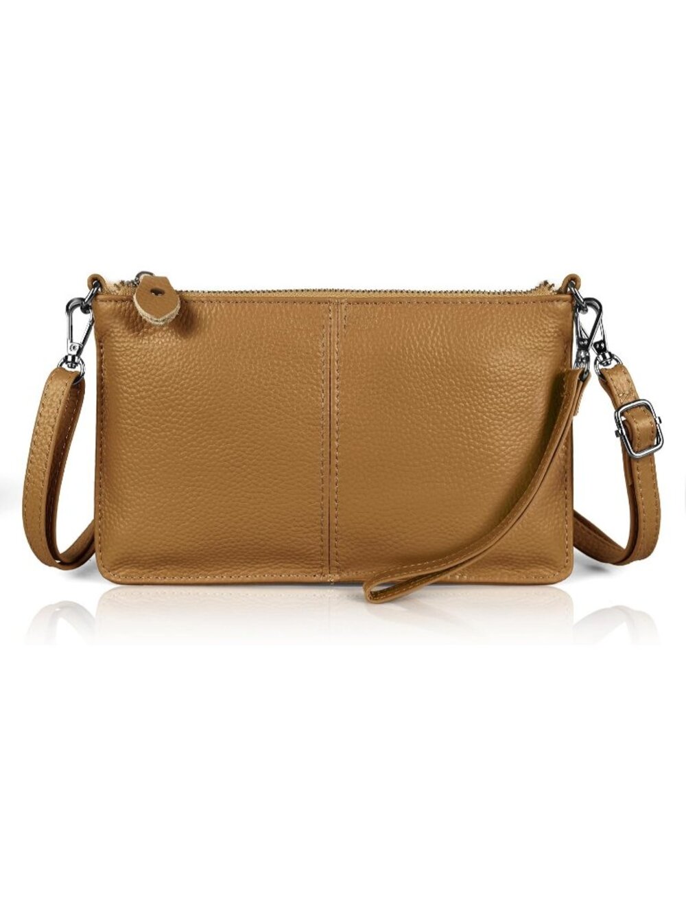 Women's Cogac Genuine Leather Wristlet Clutch Phone Wallet Small Crossbody Purse